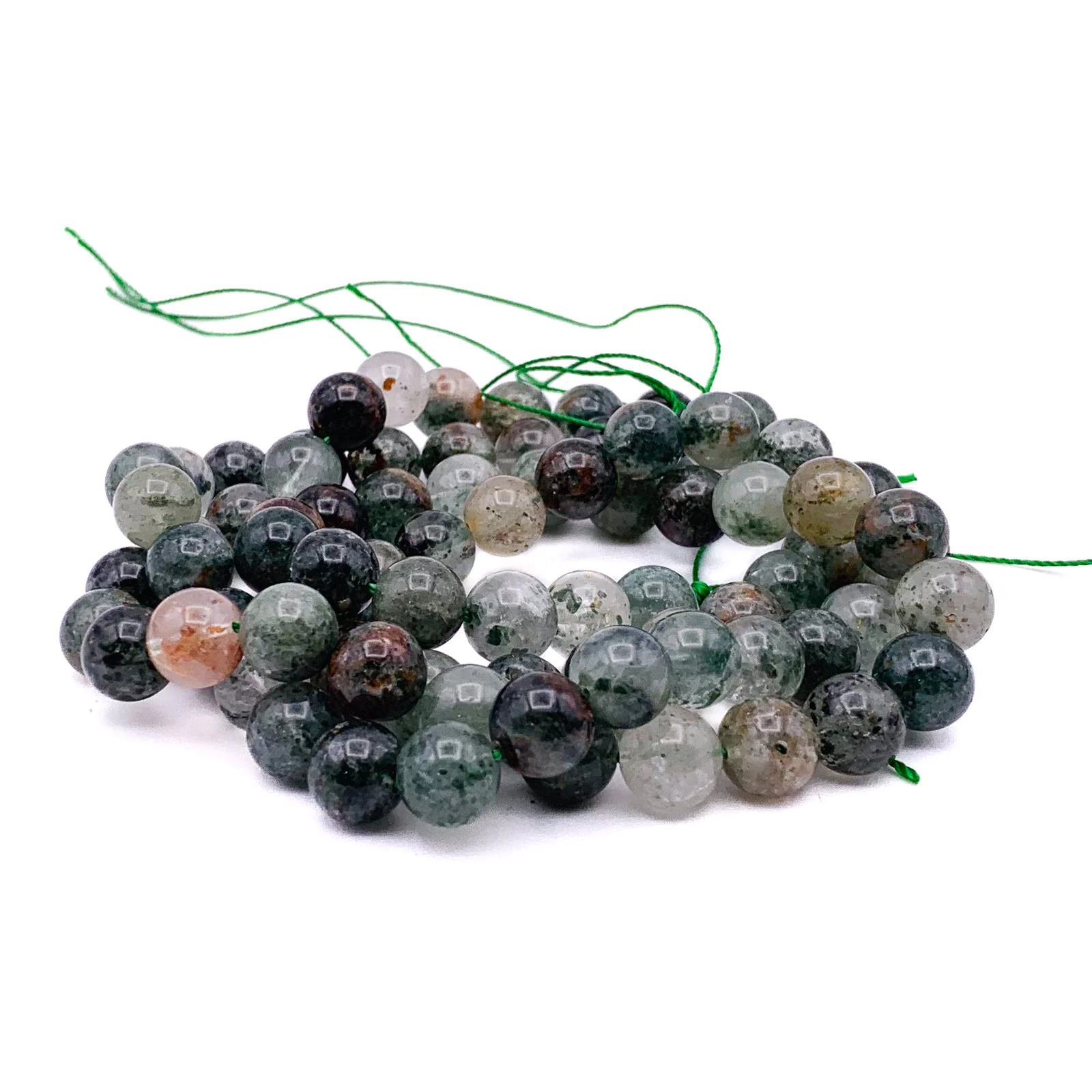 Lodolite Garden Quartz 10.5mm Smooth Rounds Bead Strand - Image 7