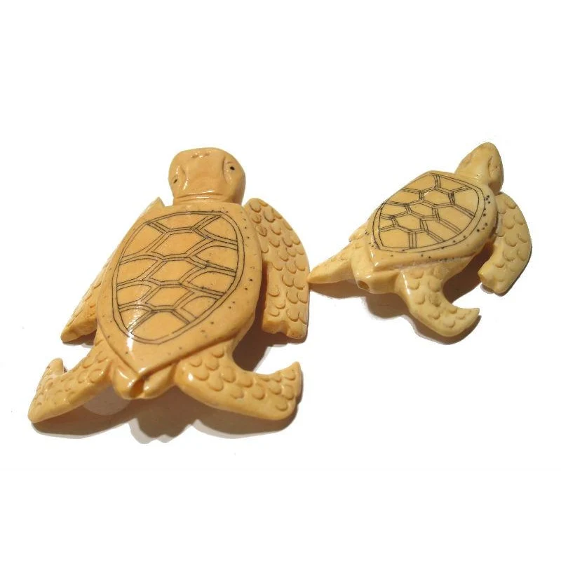 "Longevity" Tortoise Hand Carved Cow Bone Pendant - Image 4