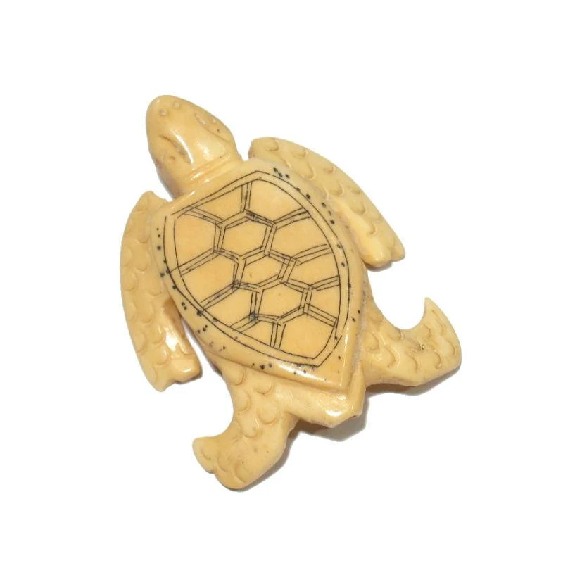 "Longevity" Tortoise Hand Carved Cow Bone Pendant - Image 5