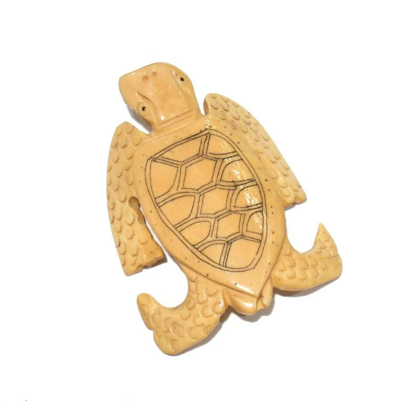 "Longevity" Tortoise Hand Carved Cow Bone Pendant - Image 6