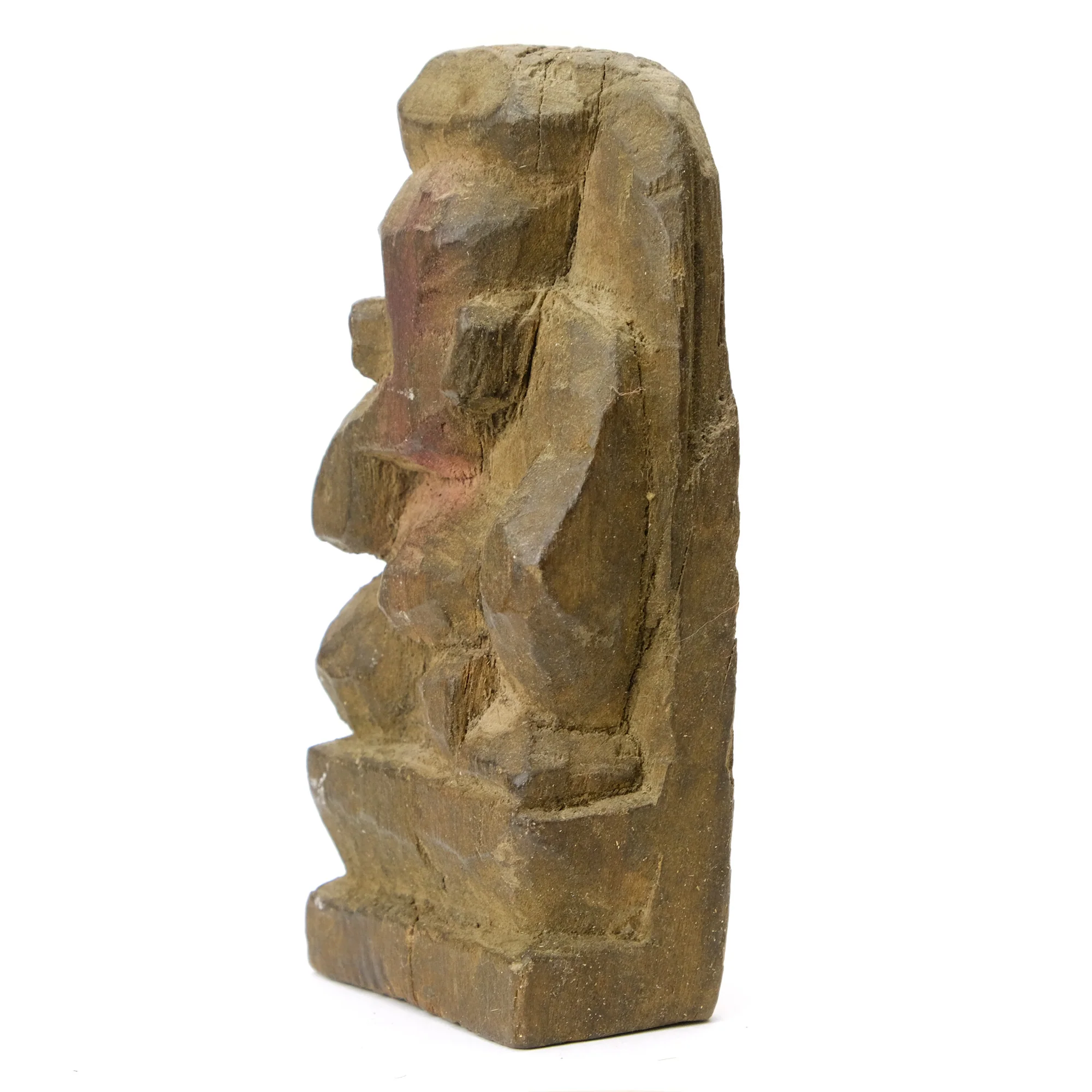 Lord Ganesha Cubist Style Acacia Wood Shrine Figure, India # 47 - Image 2