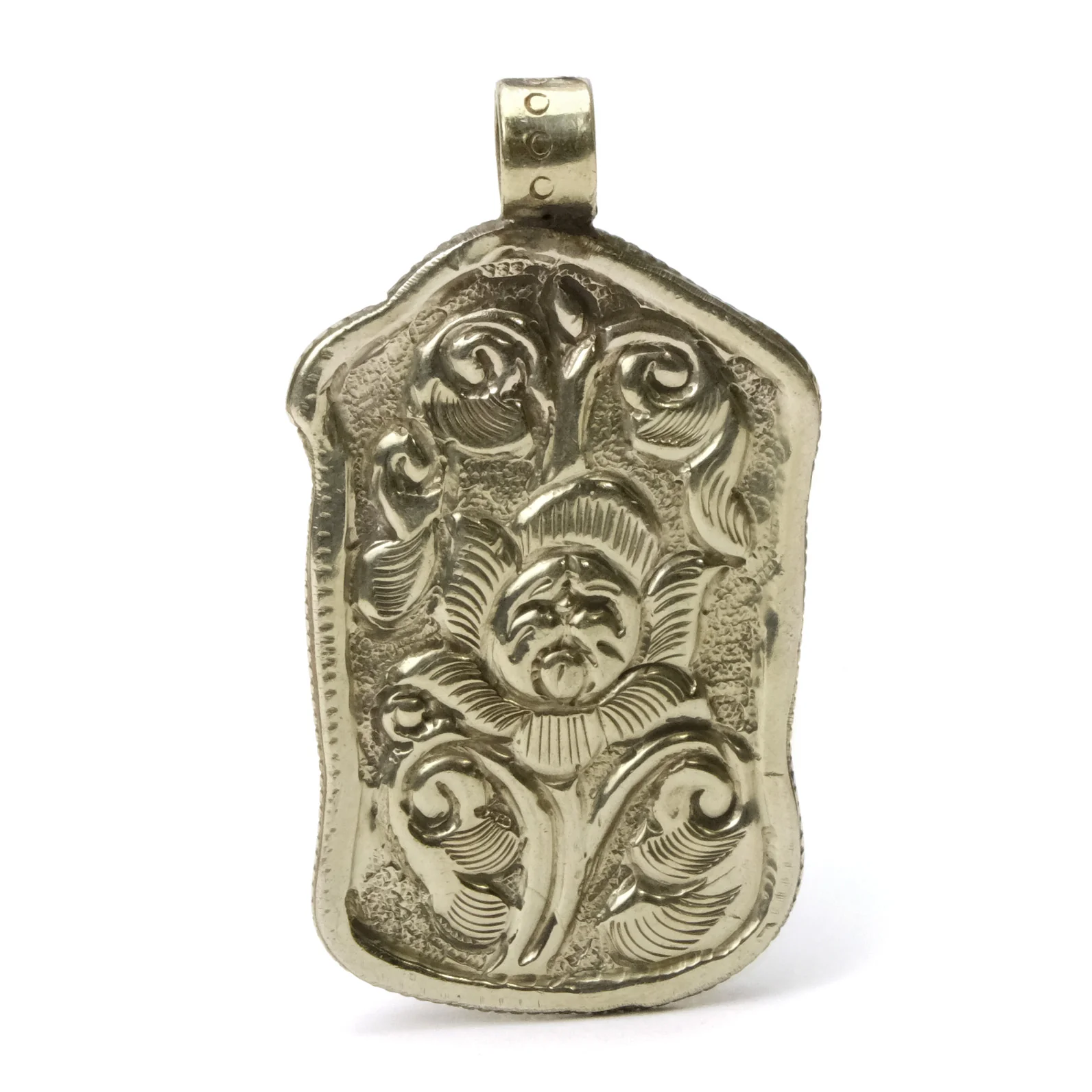 Lord Ganesha Remover of Life's Obstacles Bone Pendant Set in White Brass Framed - Image 3