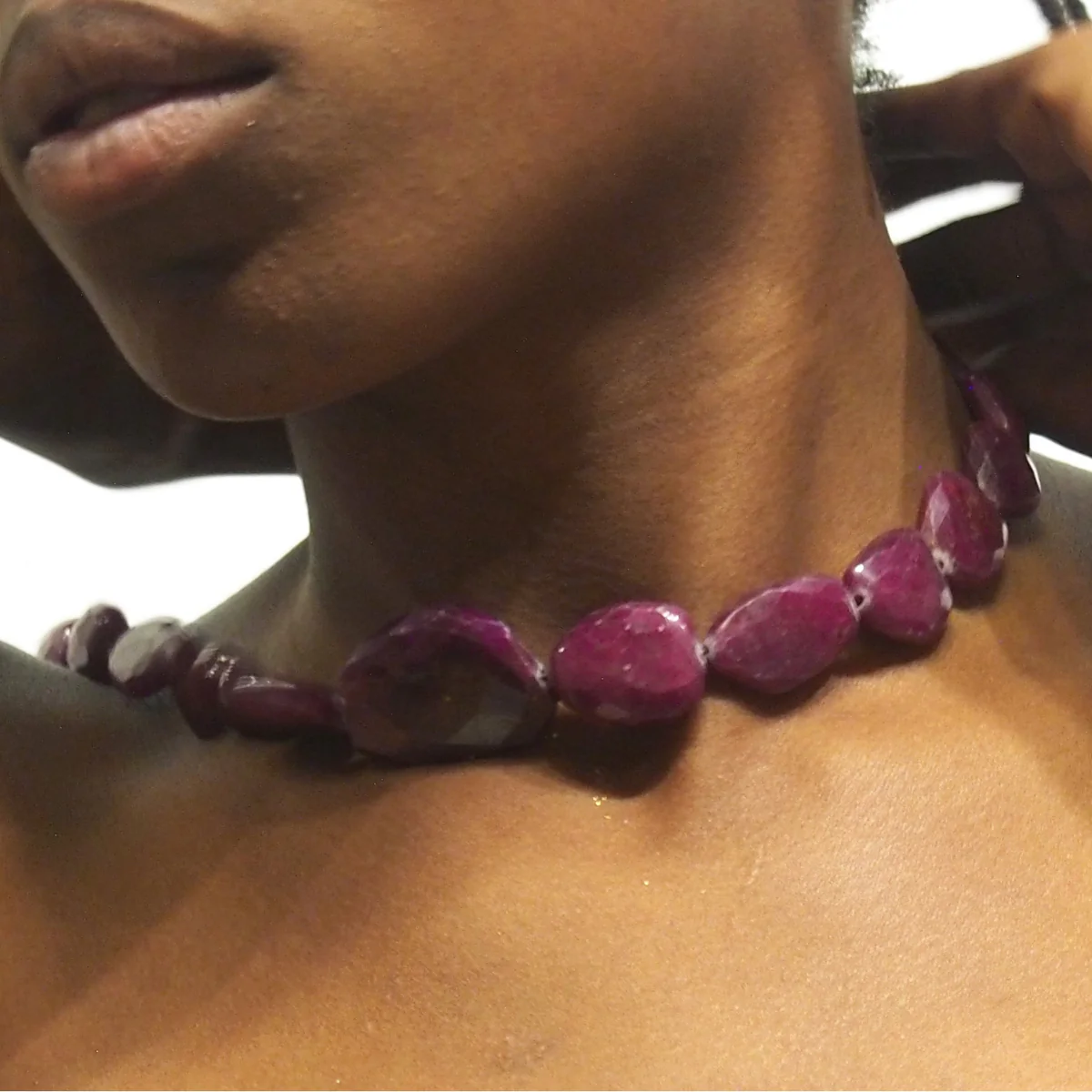 Ruby Graduated Faceted Nugget Strand - Image 3
