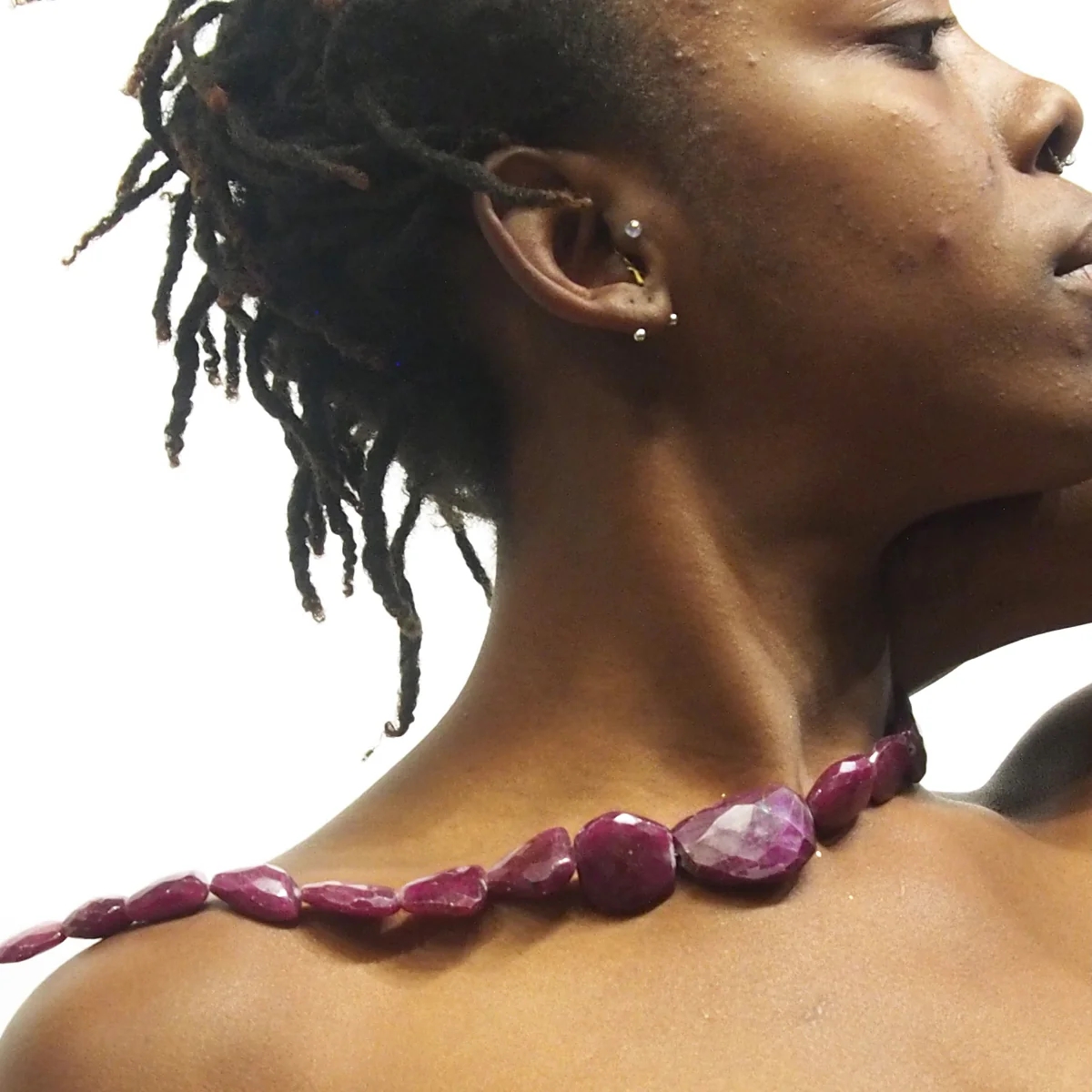 Ruby Graduated Faceted Nugget Strand - Image 4