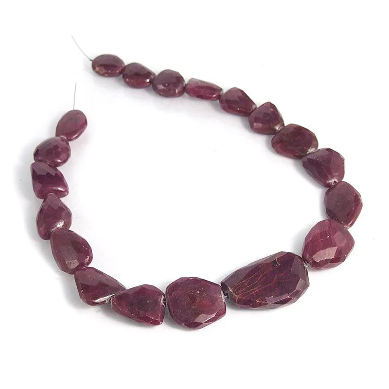 Ruby Graduated Faceted Nugget Strand - Image 5