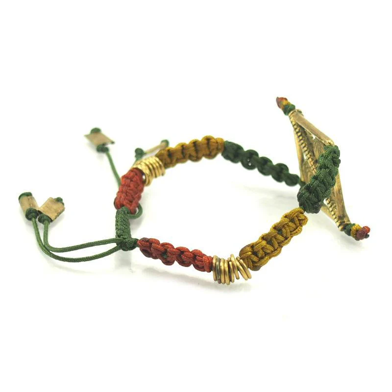 Macrame Adjustable Bracelet with Baoule Style Cast Brass Bead - Image 3