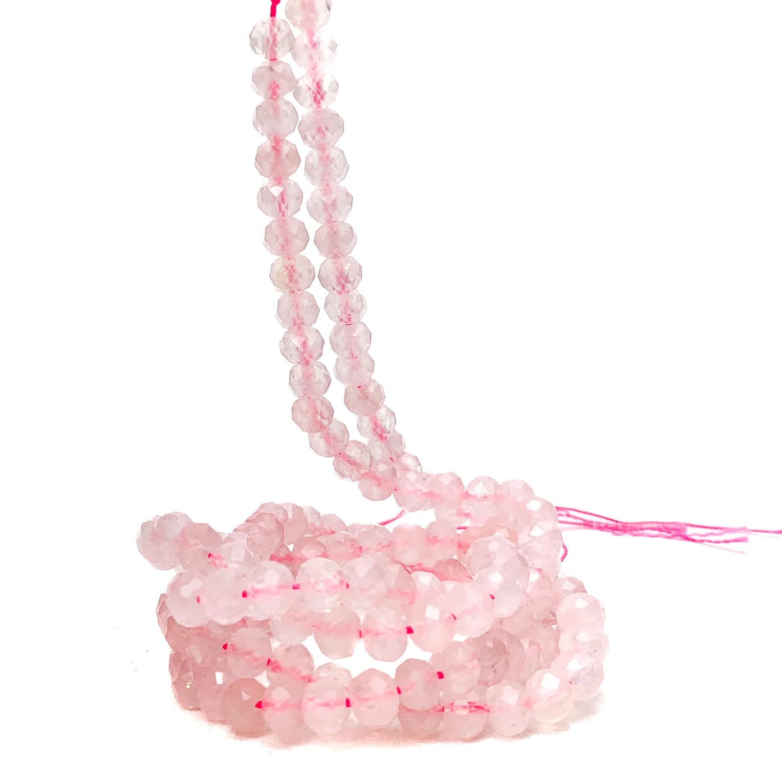 Madagascar Rose Quartz 5.5mm Faceted Rounds Bead Strand - Image 5