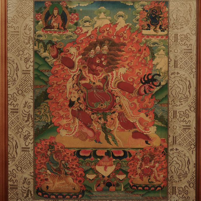 Mahakala & Buddha Thangka, Tibet #734 - Image 2