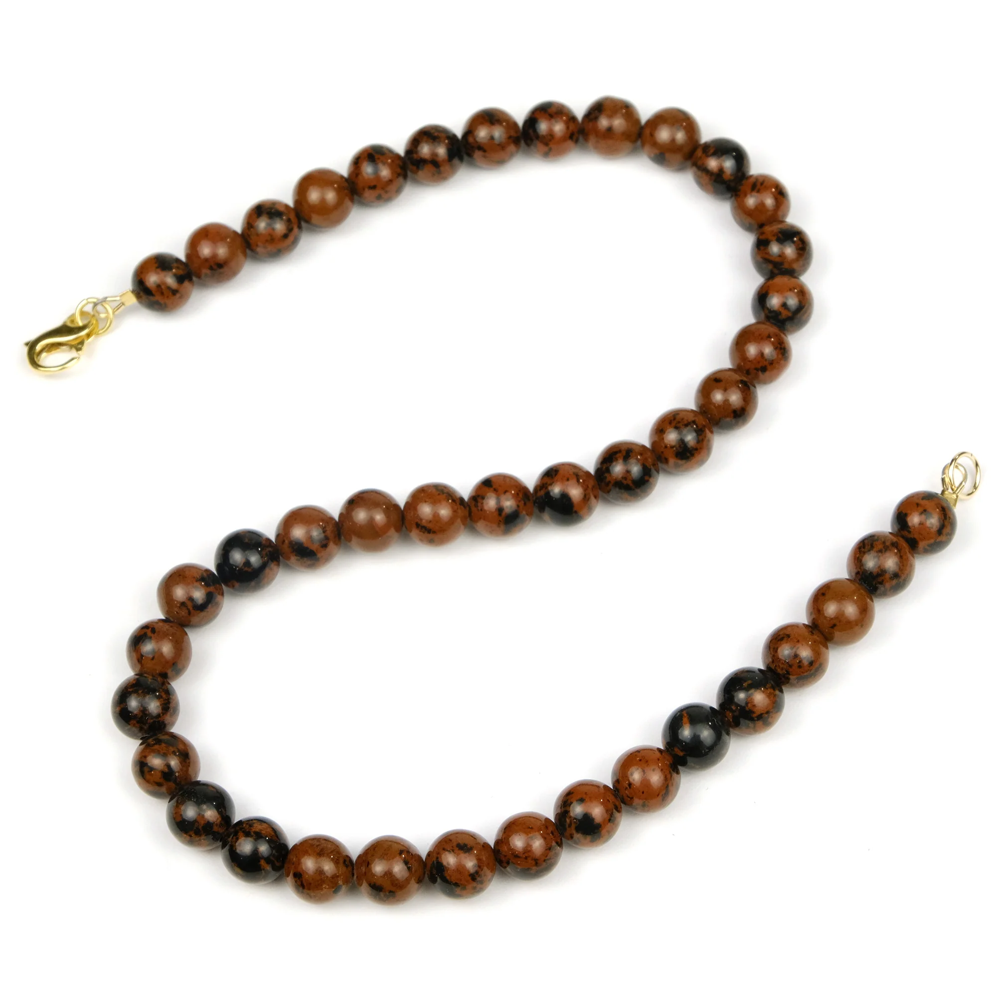 Mahogany Obsidian 8mm Smooth Rounds Necklace with Gold Filled Fancy Lobster Clasp - Image 2