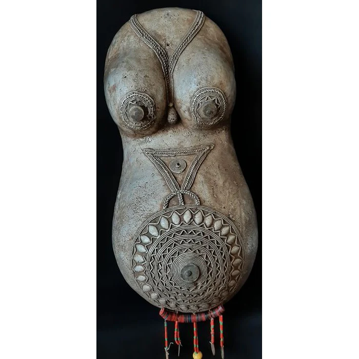 Makonde Ndimu Female Belly Mask, Tanzania #541 - Image 2
