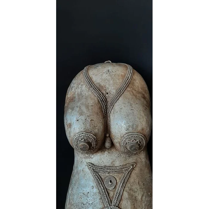 Makonde Ndimu Female Belly Mask, Tanzania #541 - Image 3