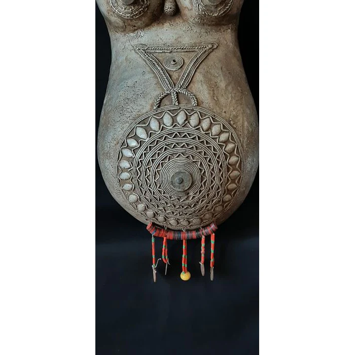 Makonde Ndimu Female Belly Mask, Tanzania #541 - Image 4