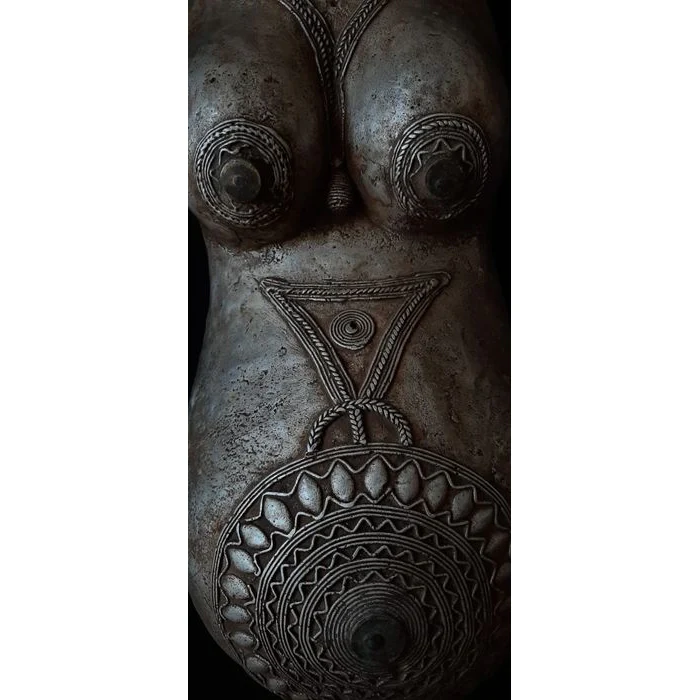 Makonde Ndimu Female Belly Mask, Tanzania #541 - Image 5