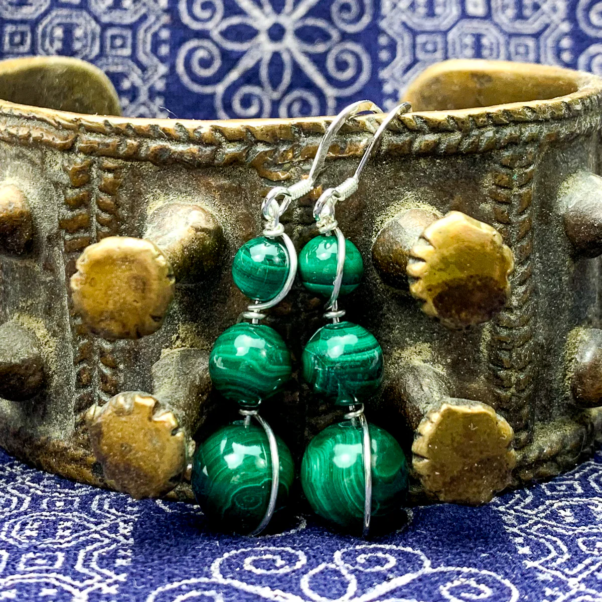 Malachite Earrings With Gold-Filled French Earwires - Image 2