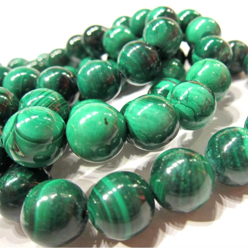 Malachite Rounds Stretch Bracelet 12mm - Image 2