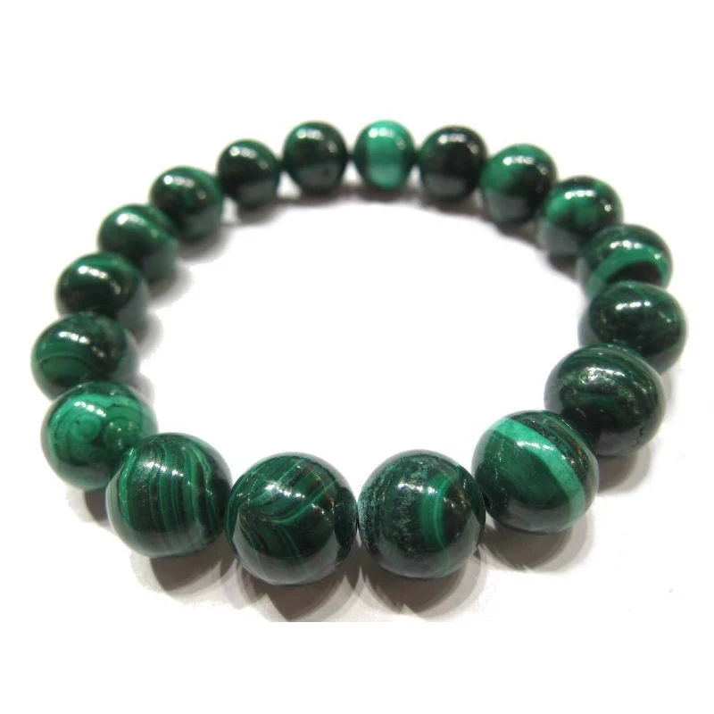 Malachite Rounds Stretch Bracelet 12mm - Image 3
