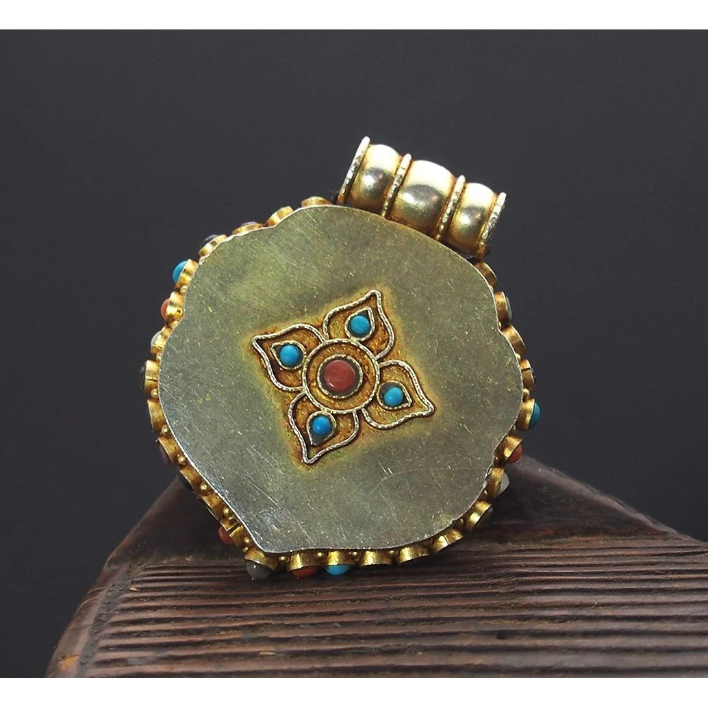 Manjushri and Yamantaka Gold Plated Sterling Silver Gao Shrine Box Pendant - Image 3