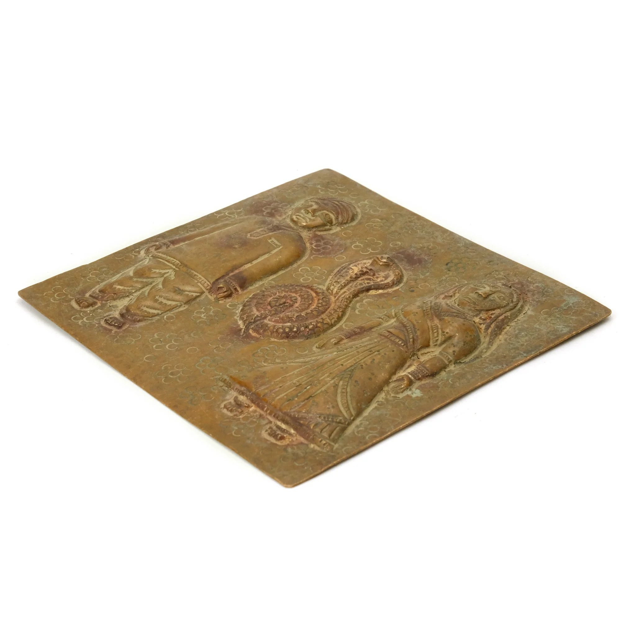 Marriage / Fertility Tribal Hindu Holy Ritual Yantra Rare Copper Hand Embossed Plaque #6 - Image 4