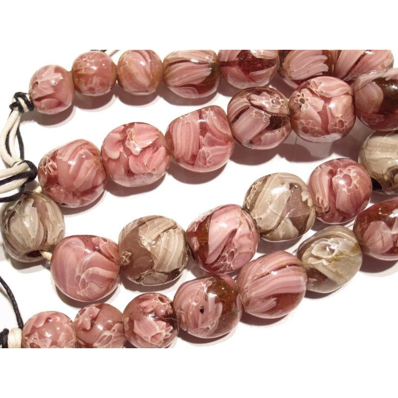 "Marvelous Marbles" Pink Scrabble Glass Bead Necklace/Strand or Loose - Image 3