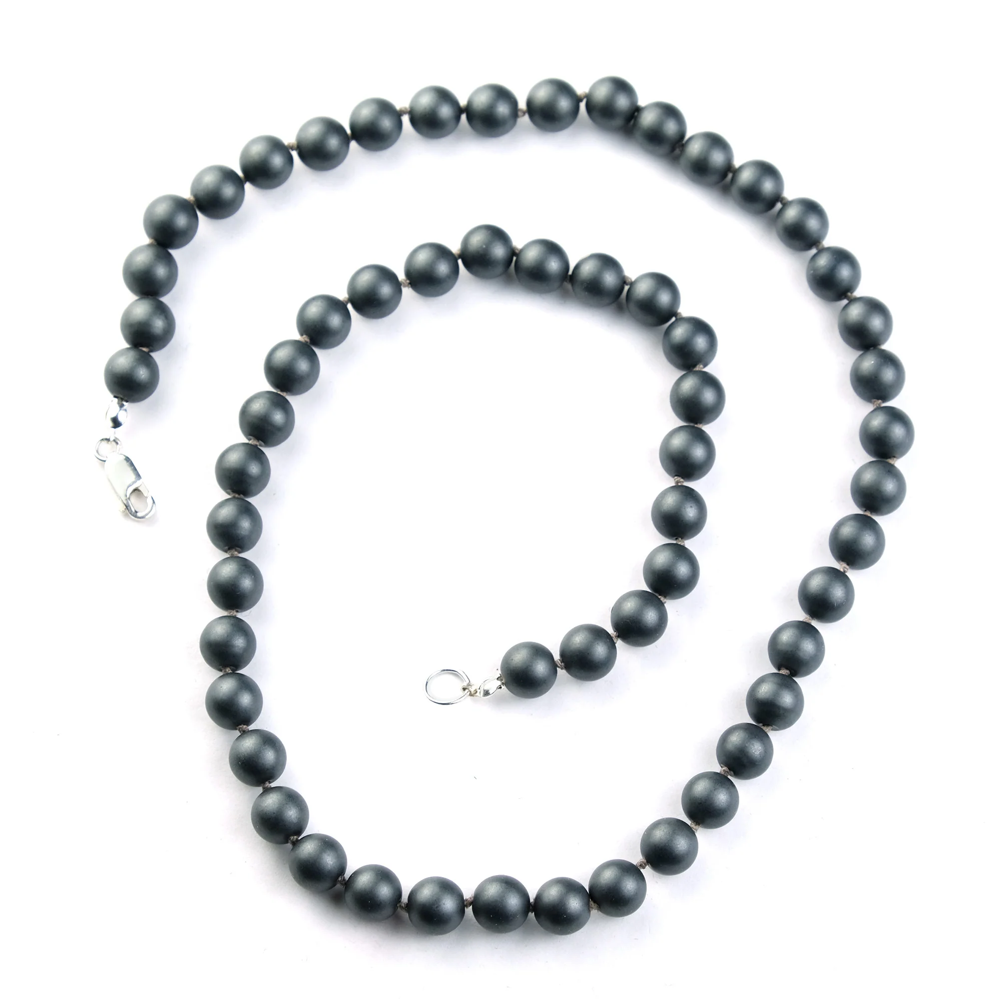 Matte Hematite Necklace with Sterling Silver Lobster Claw Clasp - Image 2