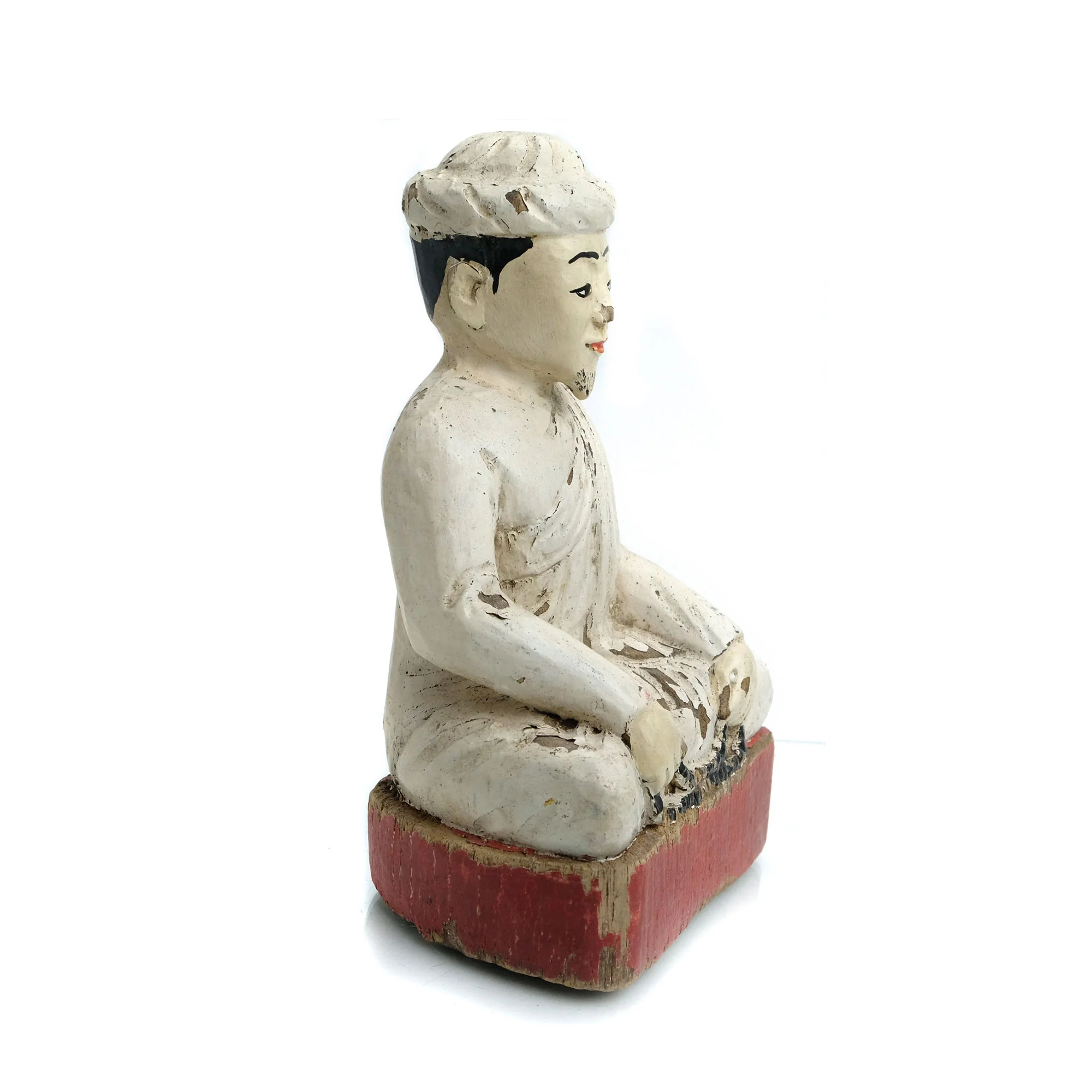 Meditation Temple Figure Burma Wooden Statue #1 - Image 2