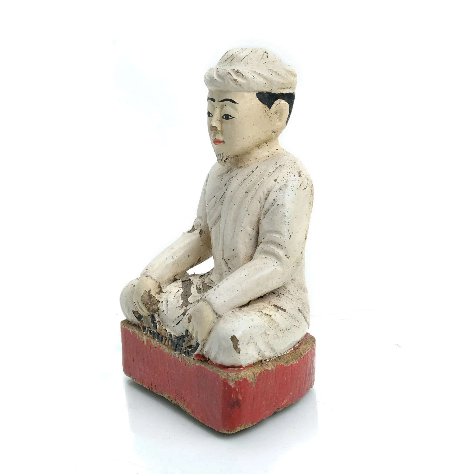Meditation Temple Figure Burma Wooden Statue #1 - Image 4