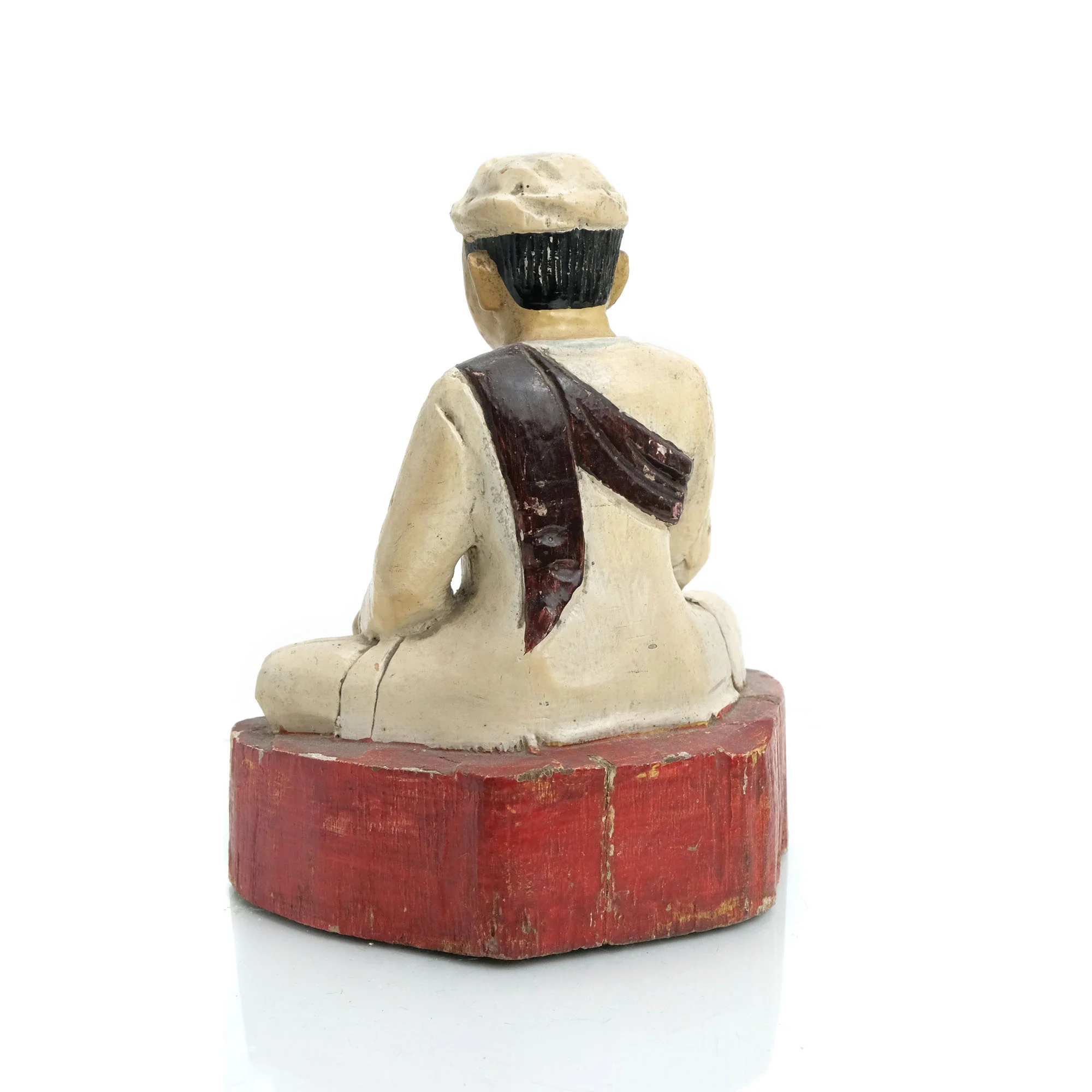 Meditation Temple Figure Burma Wooden Statue #2 - Image 2