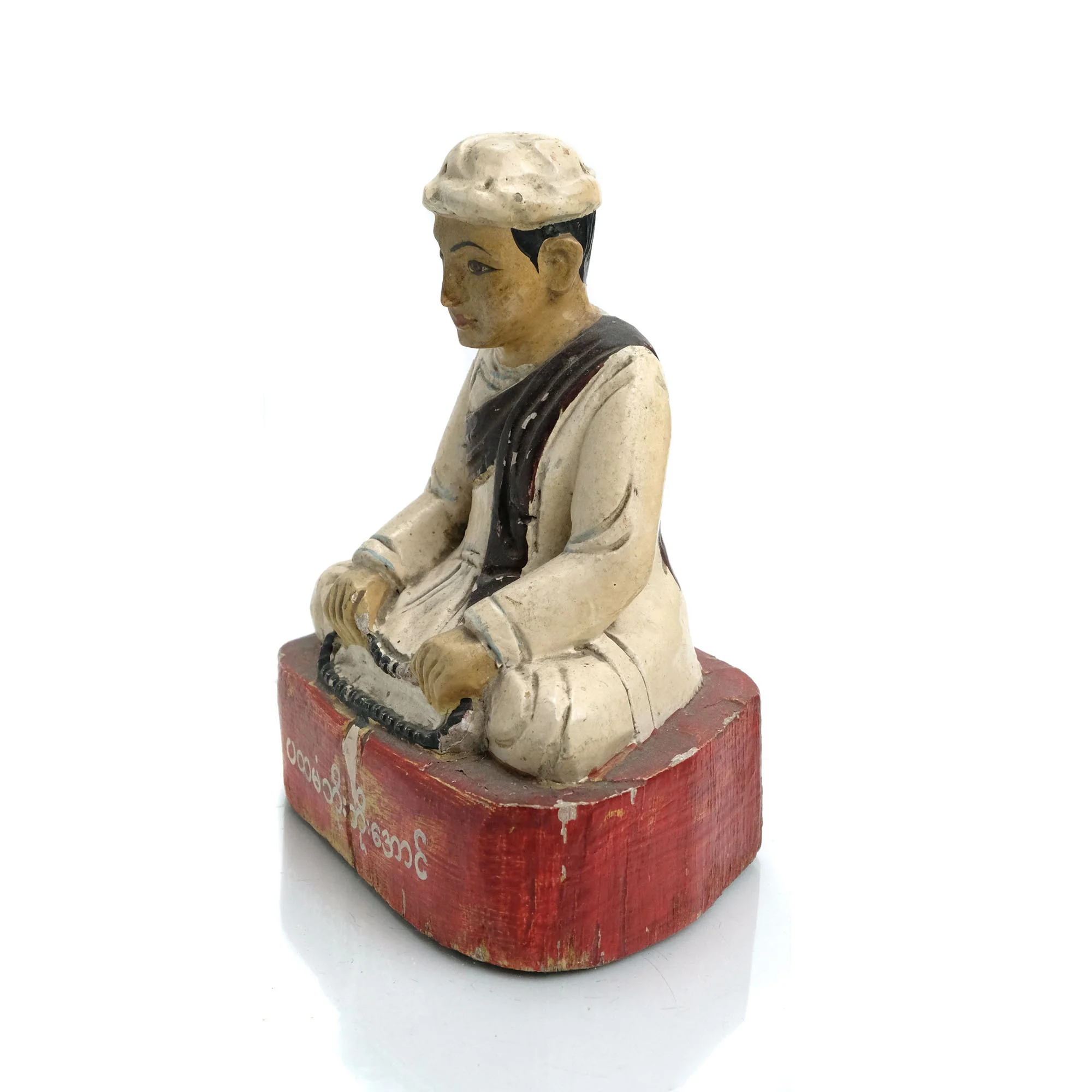 Meditation Temple Figure Burma Wooden Statue #2 - Image 3