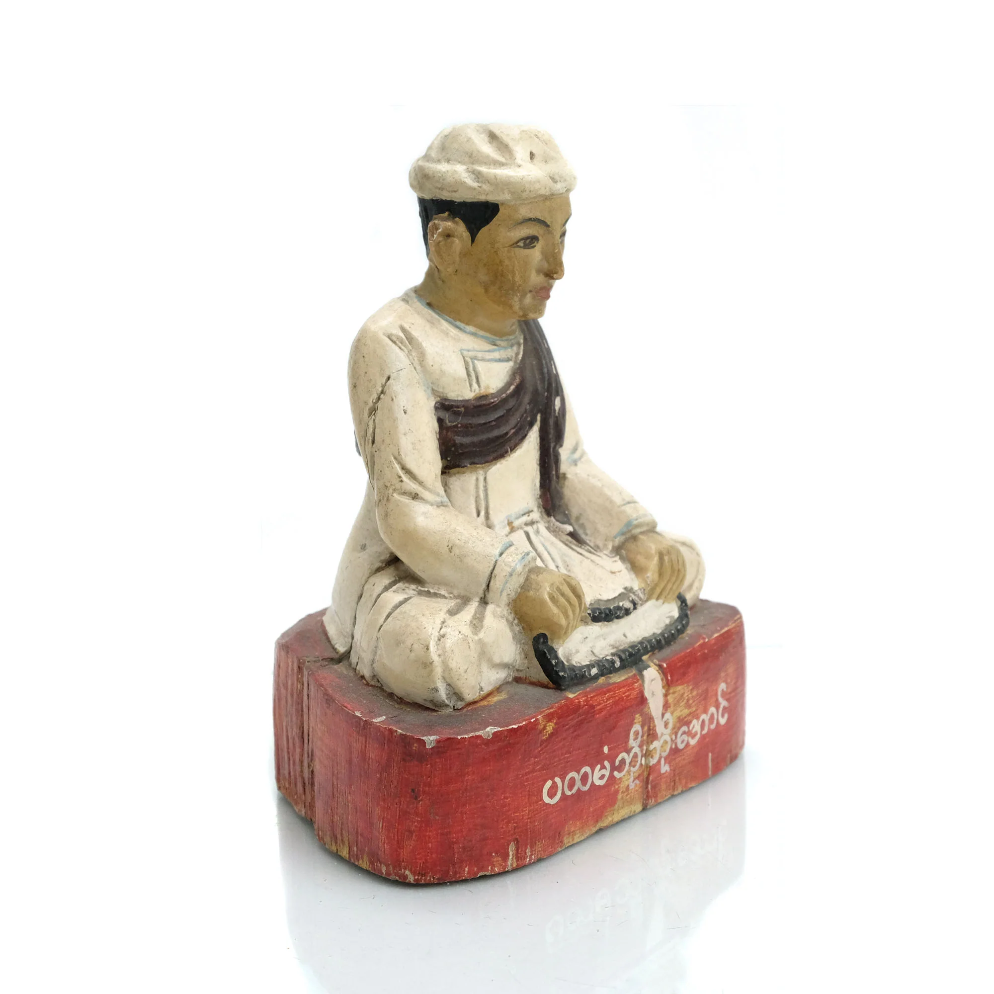Meditation Temple Figure Burma Wooden Statue #2 - Image 4