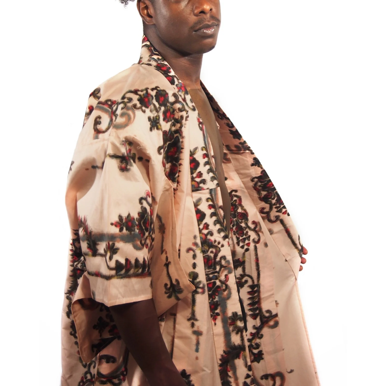 Men's Long 100% Silk Hand Painted Kimono 1 - Image 2