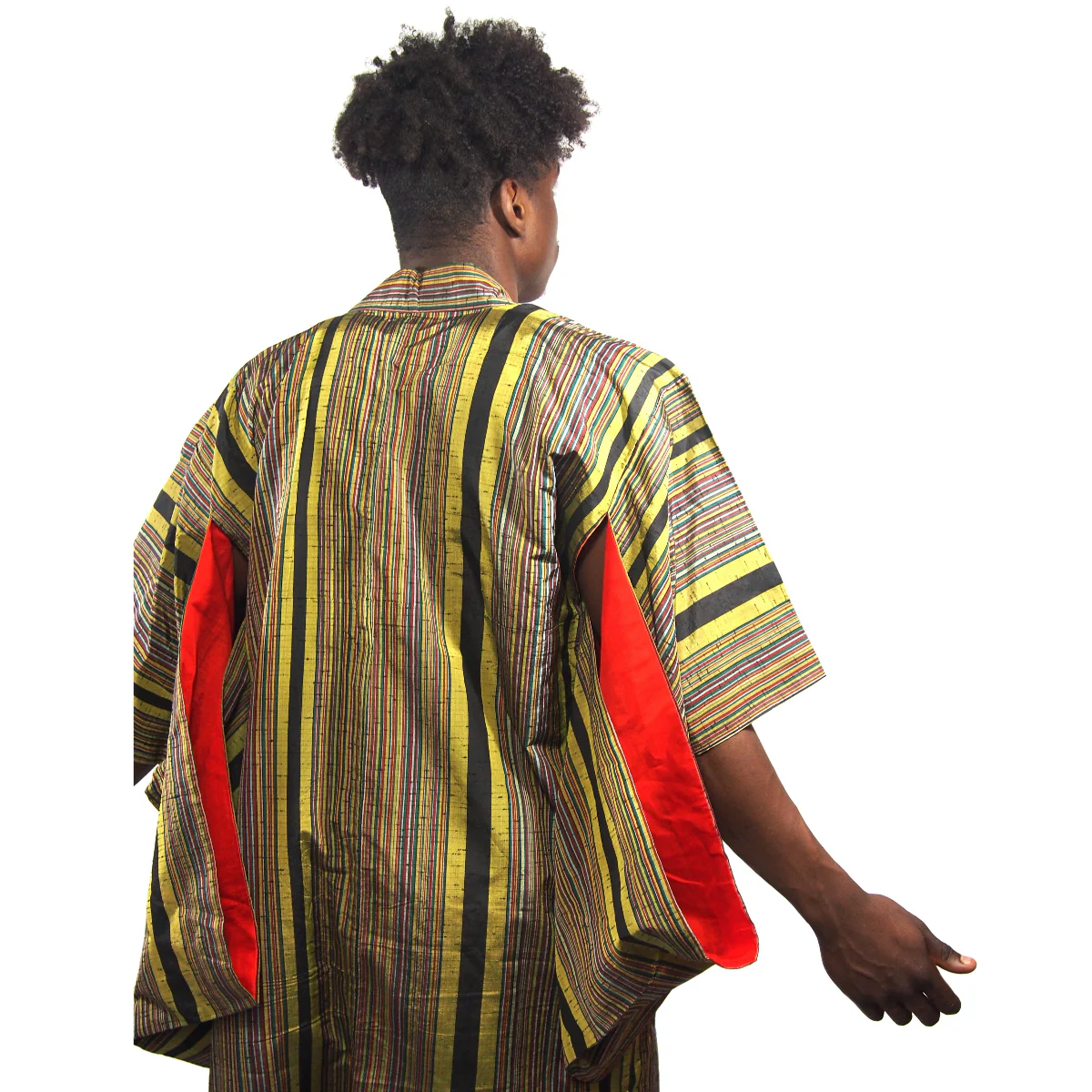 Vintage Yellow Stripe Silk Full Length Kimono 5 - Image 4