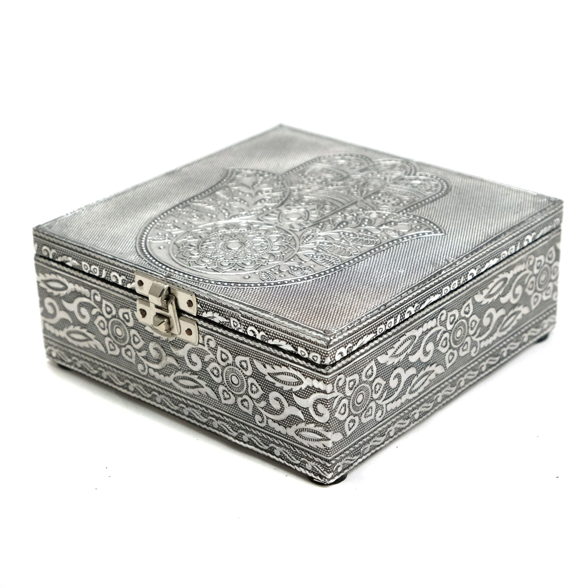 Metal Embossed Box 6", Hamsa - Image 3