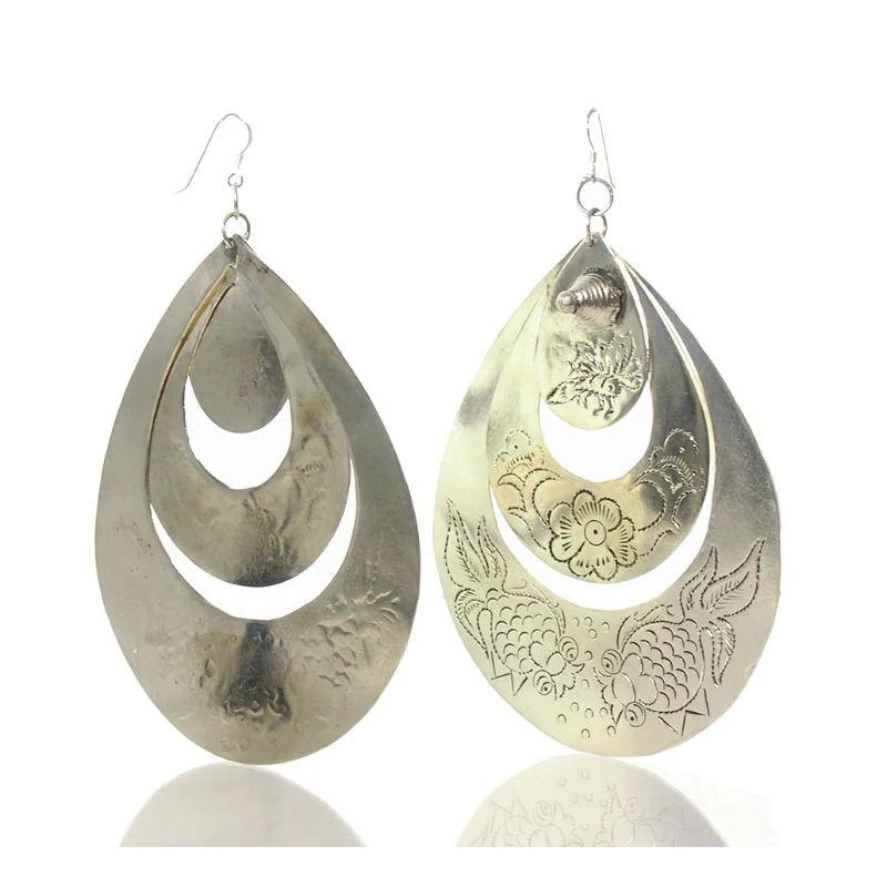 Miao Hmong Traditional Contemporary Temple Earrings, A - Image 2