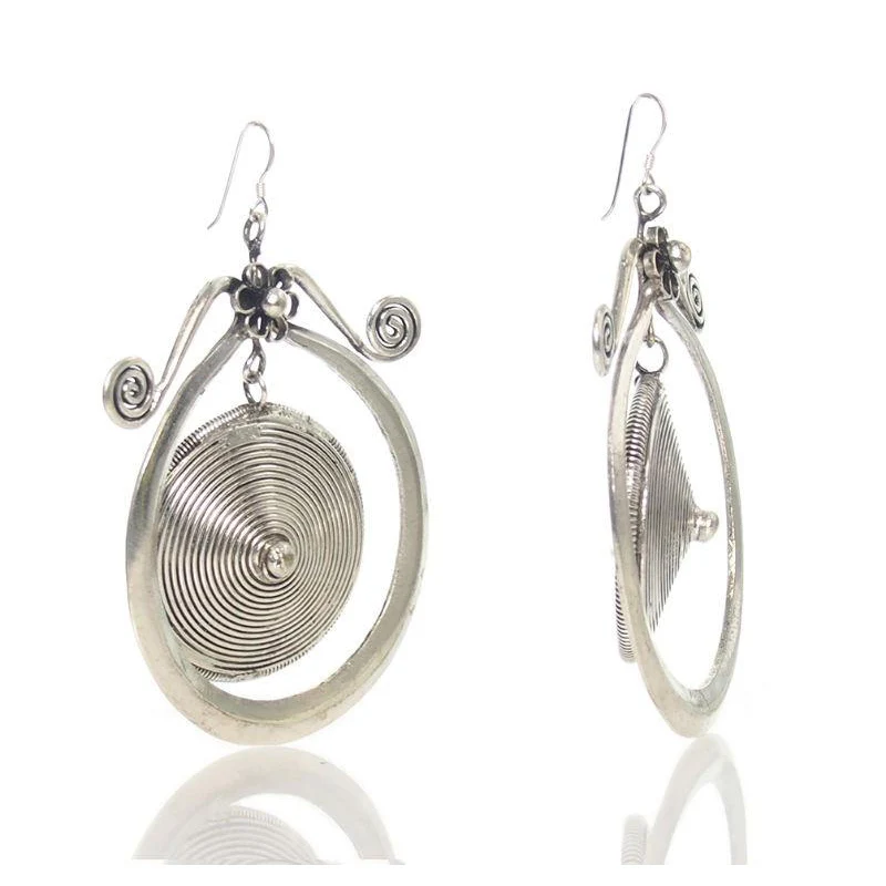 Miao Hmong Traditional Contemporary Temple Earrings, C - Image 2