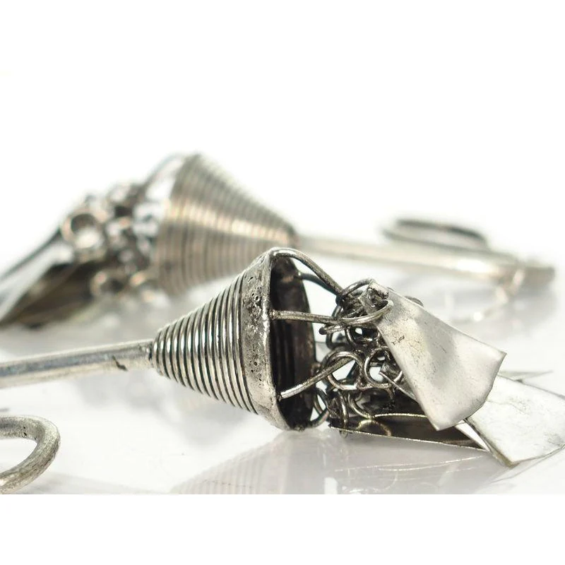 Miao Hmong Traditional Contemporary Temple Earrings, D - Image 2