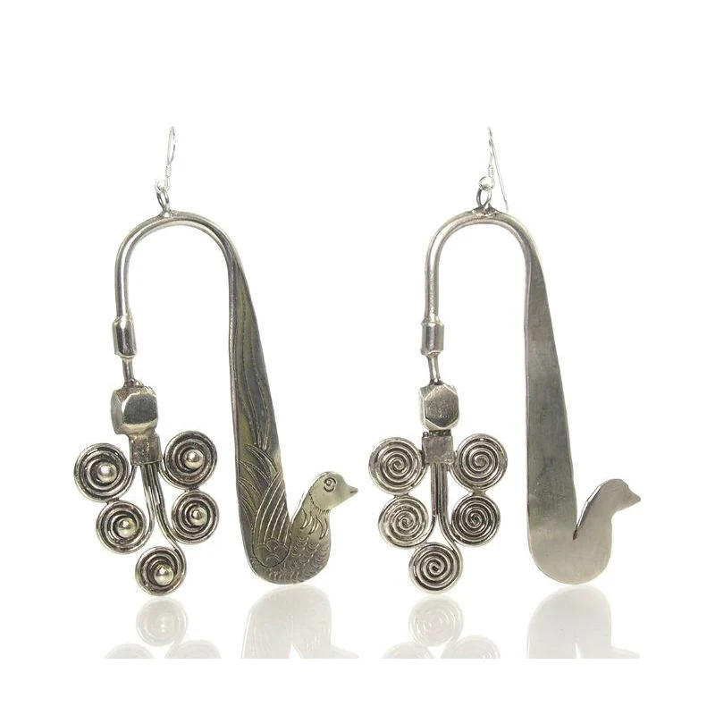 Miao Hmong Traditional Contemporary Temple Earrings, E - Image 2