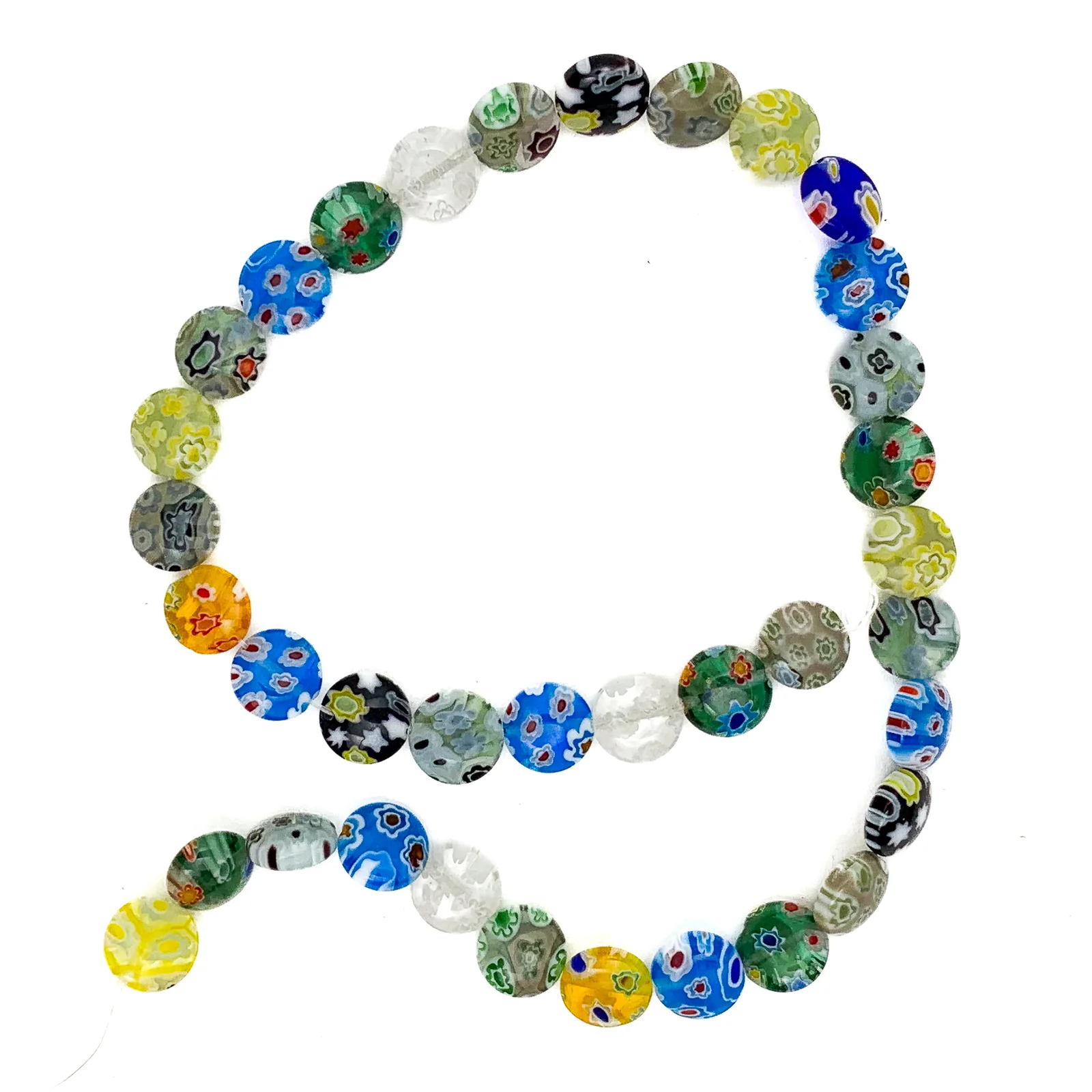 Millefiori 10mm Coin Glass Bead Strand - Image 2