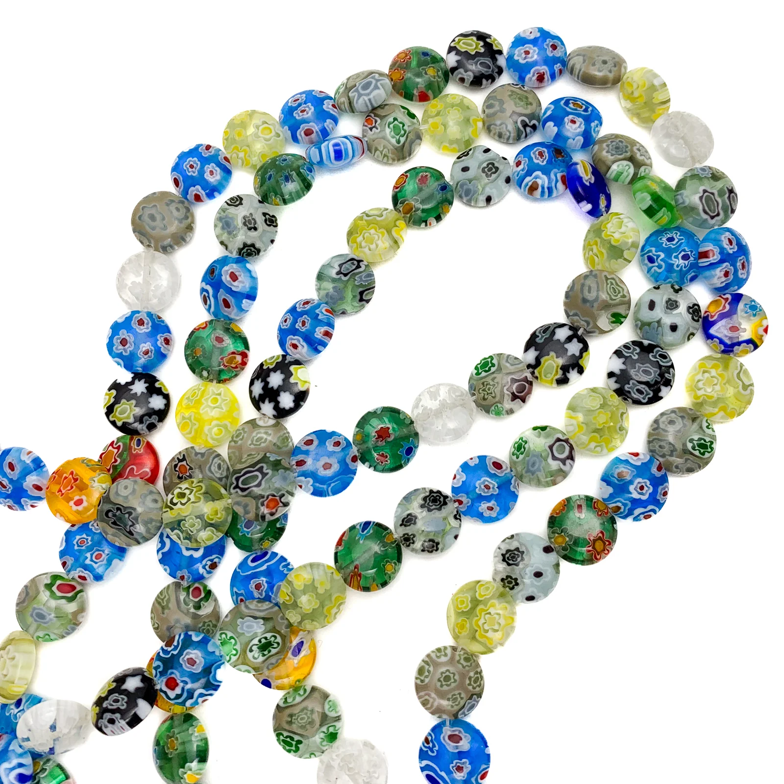 Millefiori 10mm Coin Glass Bead Strand - Image 3