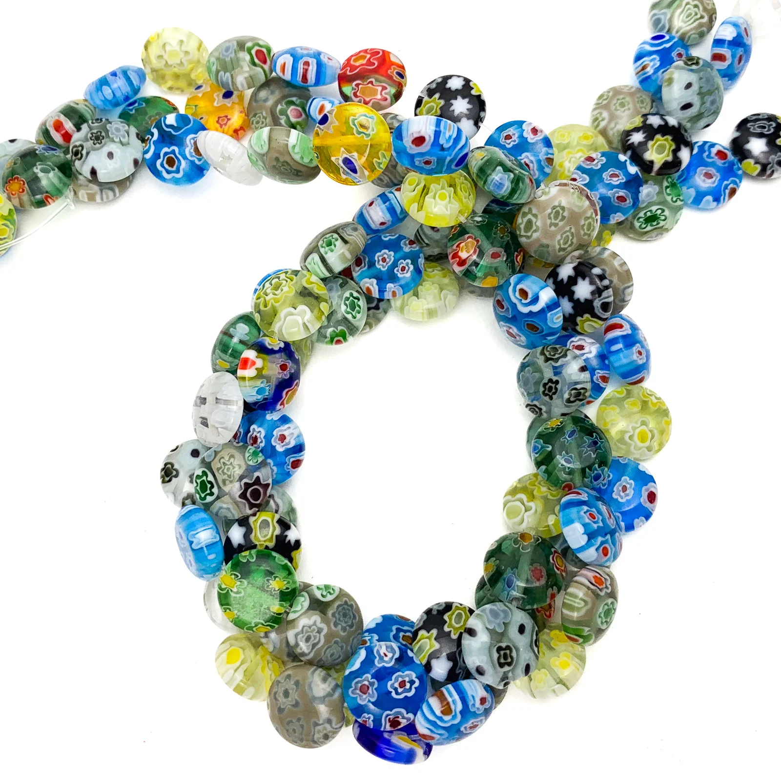 Millefiori 10mm Coin Glass Bead Strand - Image 4