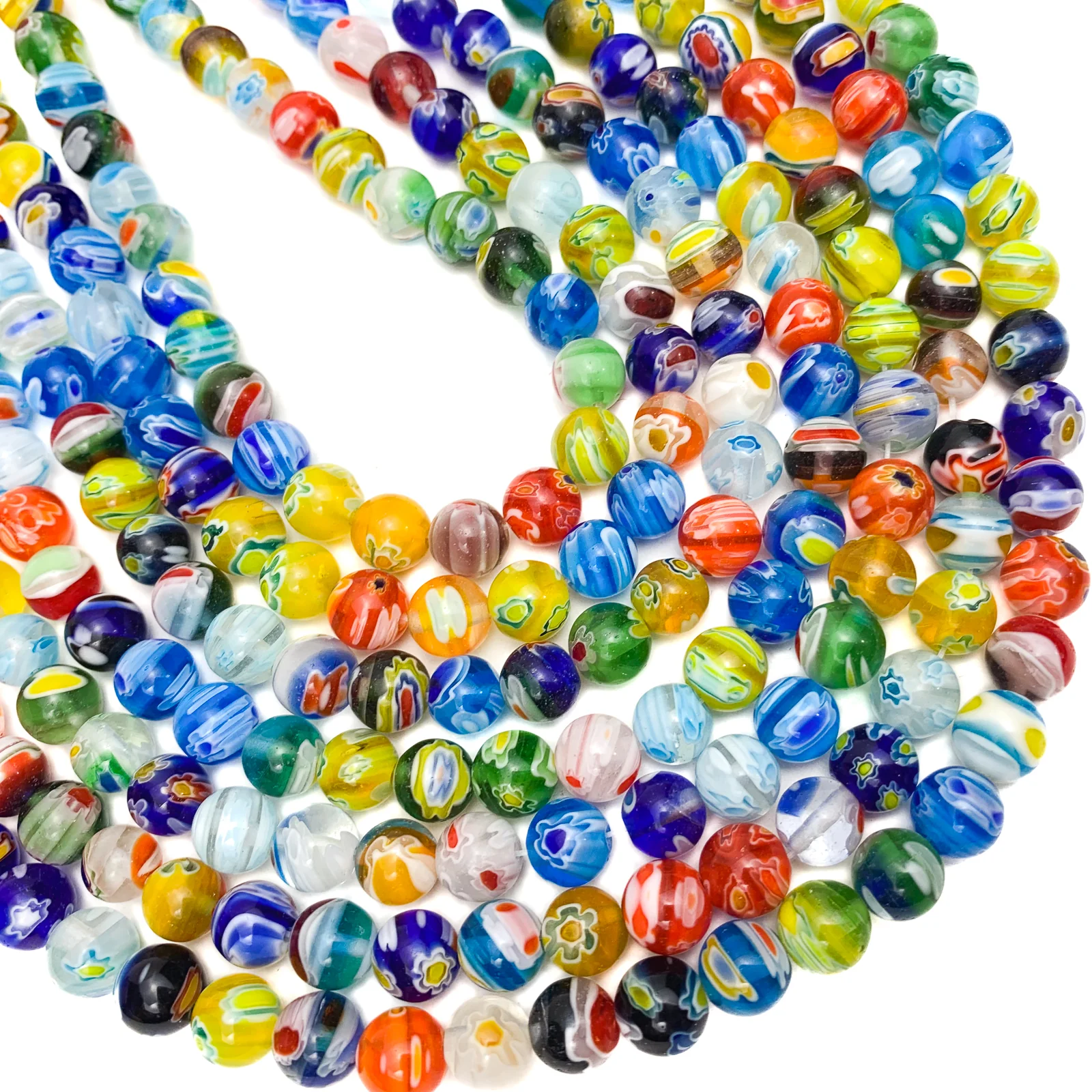 Millefiori 8mm Glass Bead Strand - Image 3