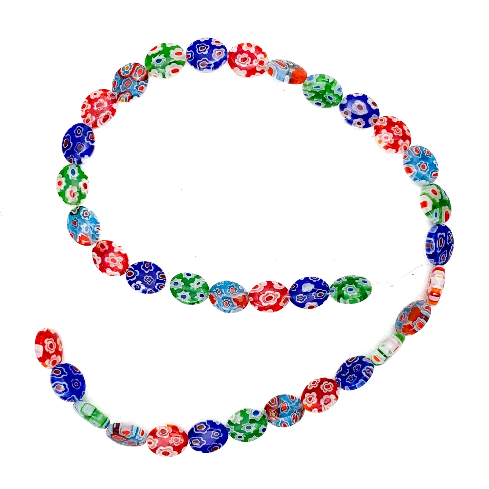 Millefiori 8mm Flat Oval Glass Bead Strand - Image 2
