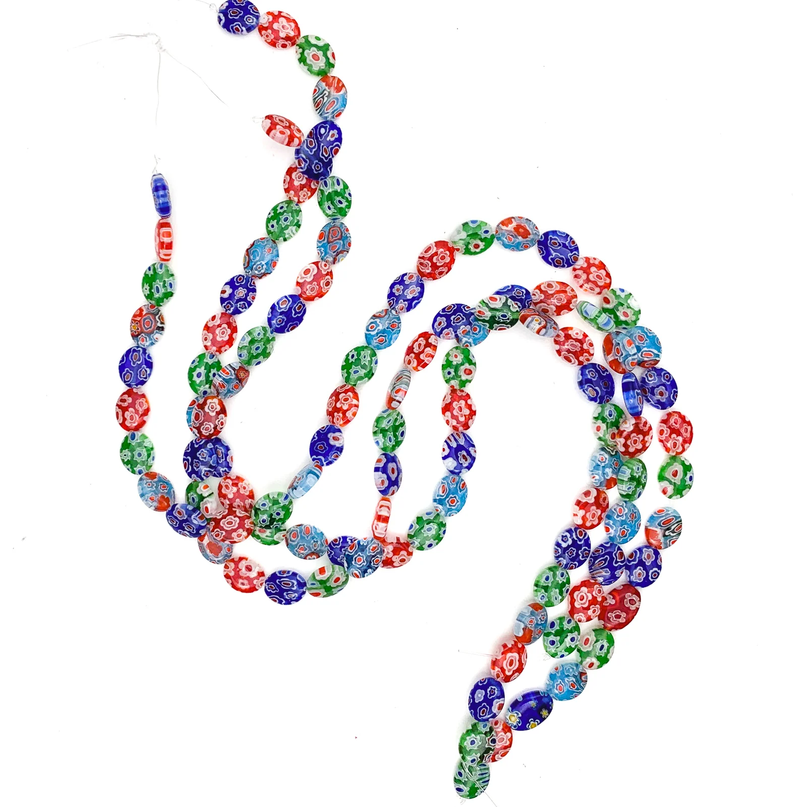 Millefiori 8mm Flat Oval Glass Bead Strand - Image 4