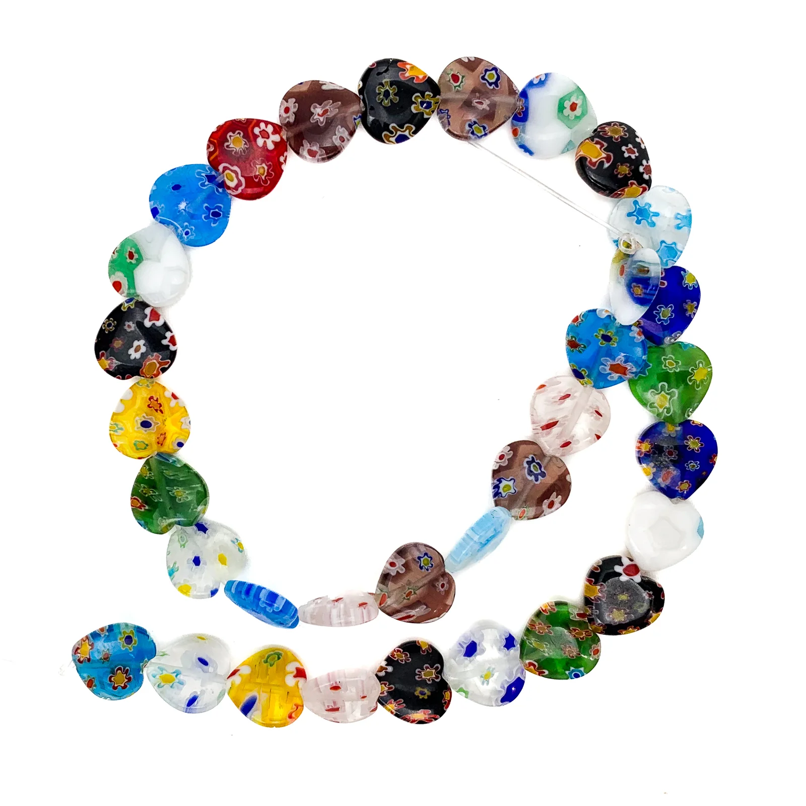 Millefiori Hearts 12mm Glass Bead Strand - Image 2