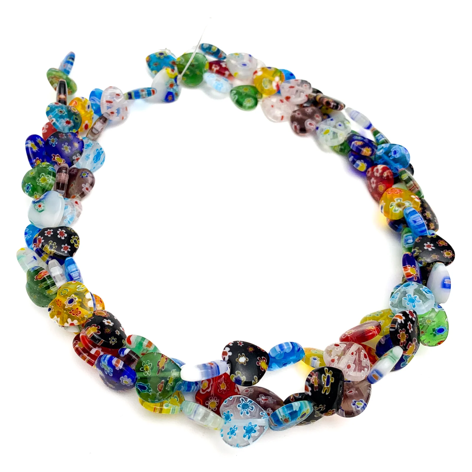 Millefiori Hearts 12mm Glass Bead Strand - Image 3