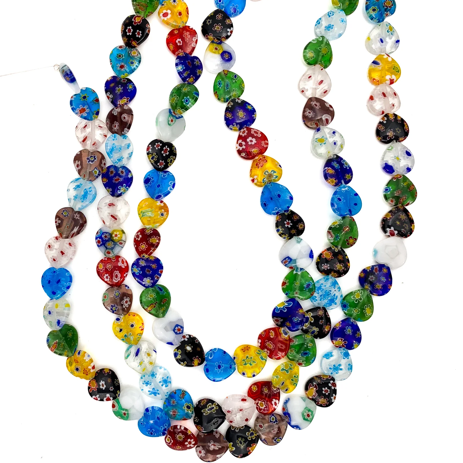 Millefiori Hearts 12mm Glass Bead Strand - Image 4