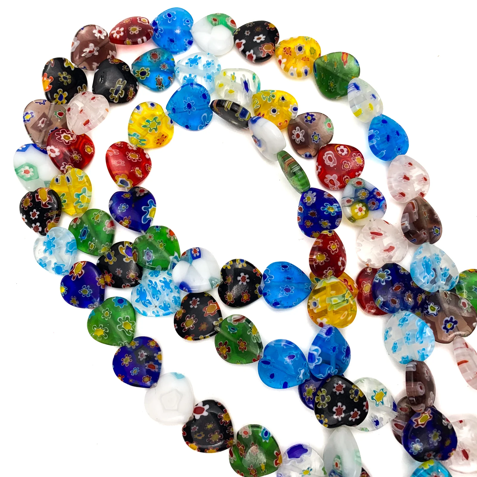 Millefiori Hearts 12mm Glass Bead Strand - Image 5