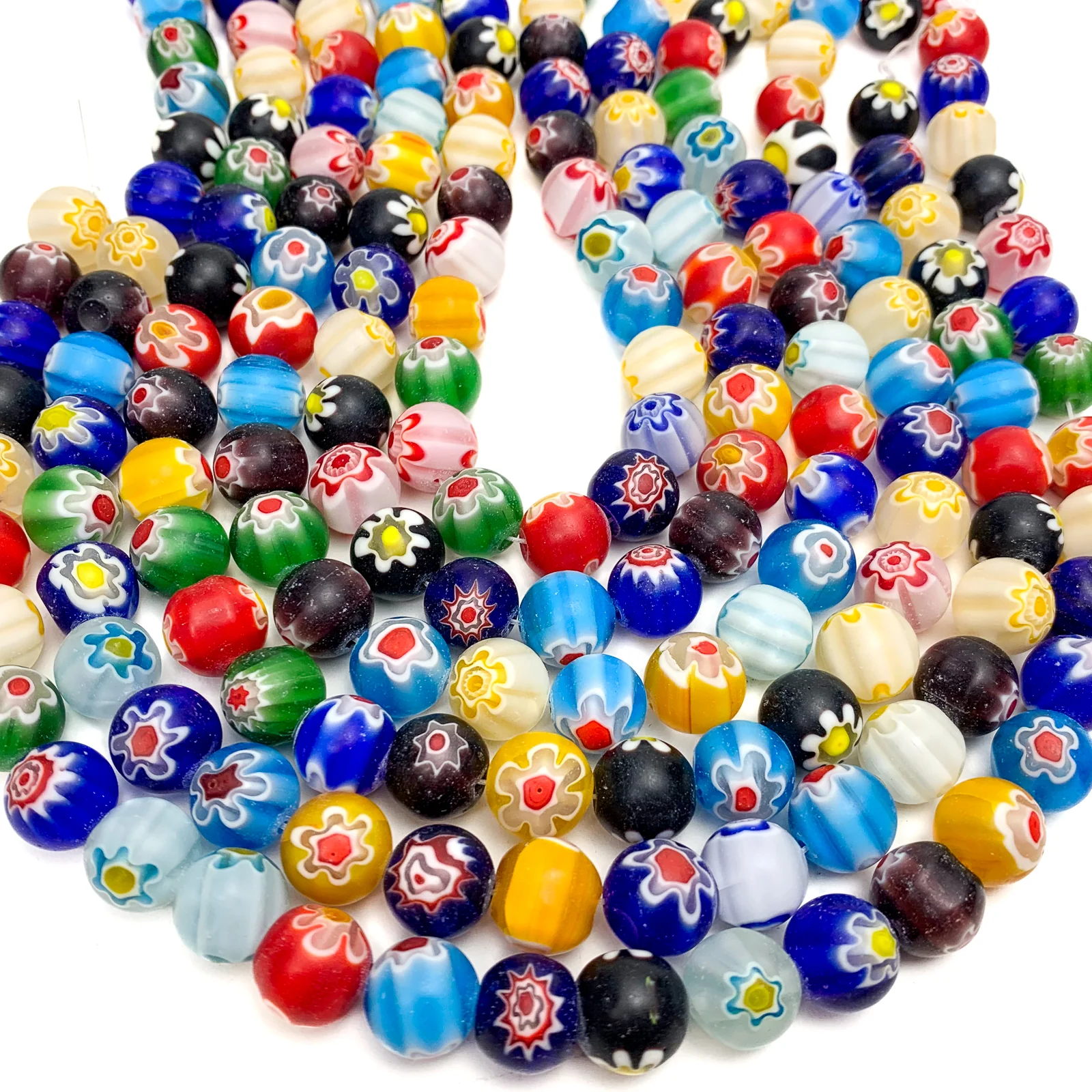 Millefiori Glass 12mm Bead Strand - Image 2