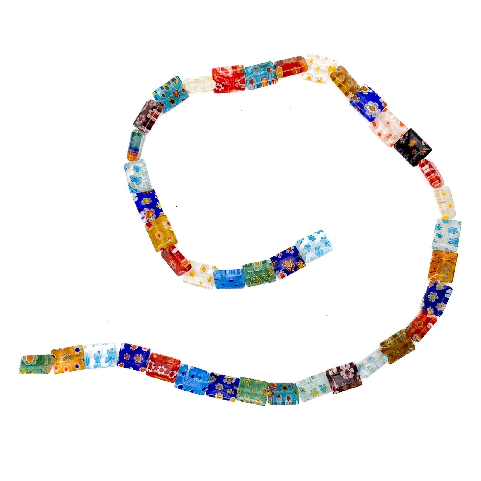 Millefiori Medium Rectangles Glass Bead Strand - Image 2