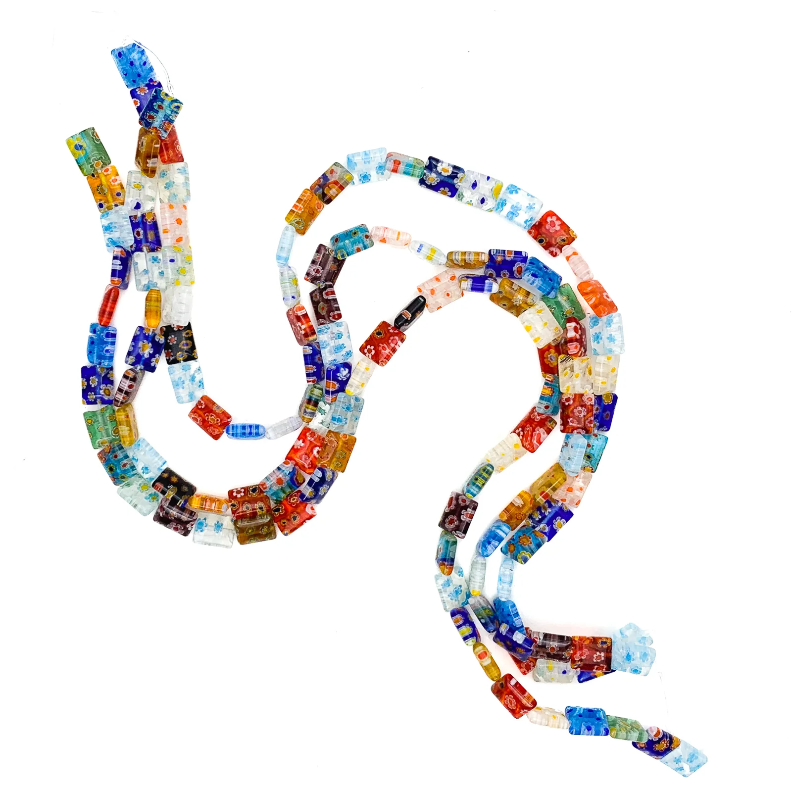 Millefiori Medium Rectangles Glass Bead Strand - Image 3