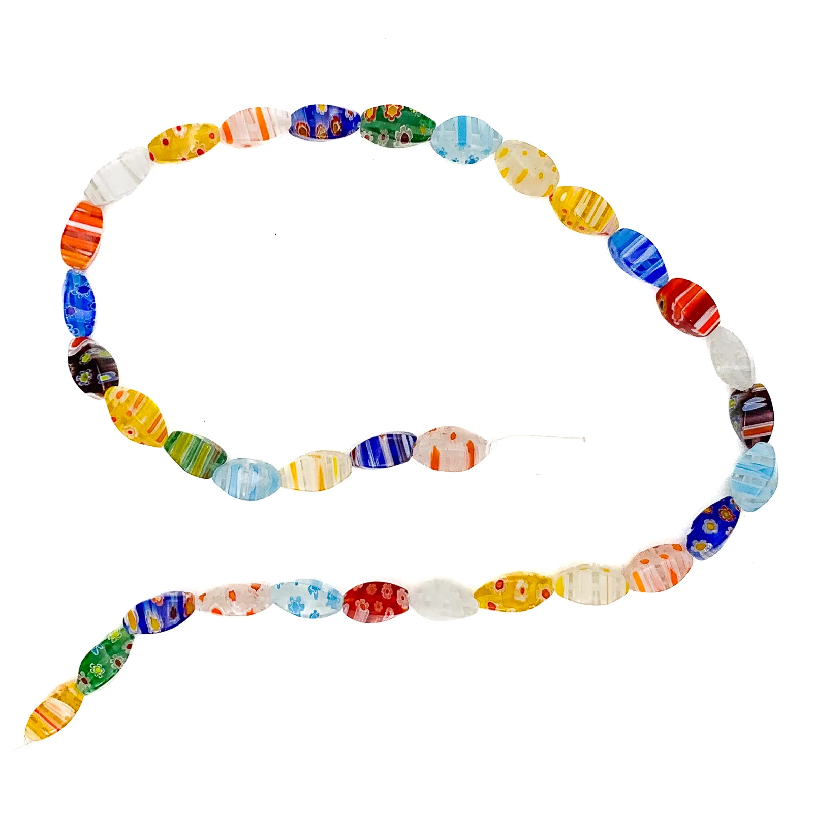 Millefiori Rhomboid Twist 12mm Glass Bead Strand - Image 2